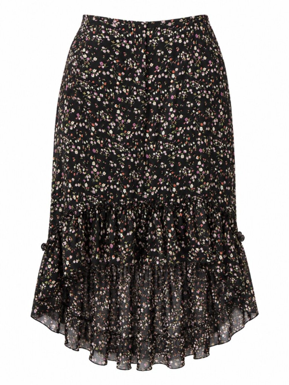 Vintage 90s Baranda Floral Ruffle Midi Skirt Est L/XL